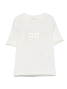 T-shirt per neonata Elisabetta Franchi La Mia Bambina bianco con logo ricamato EGTS0990JE006 0000 ElISABETTA FRANCHI KIDS 