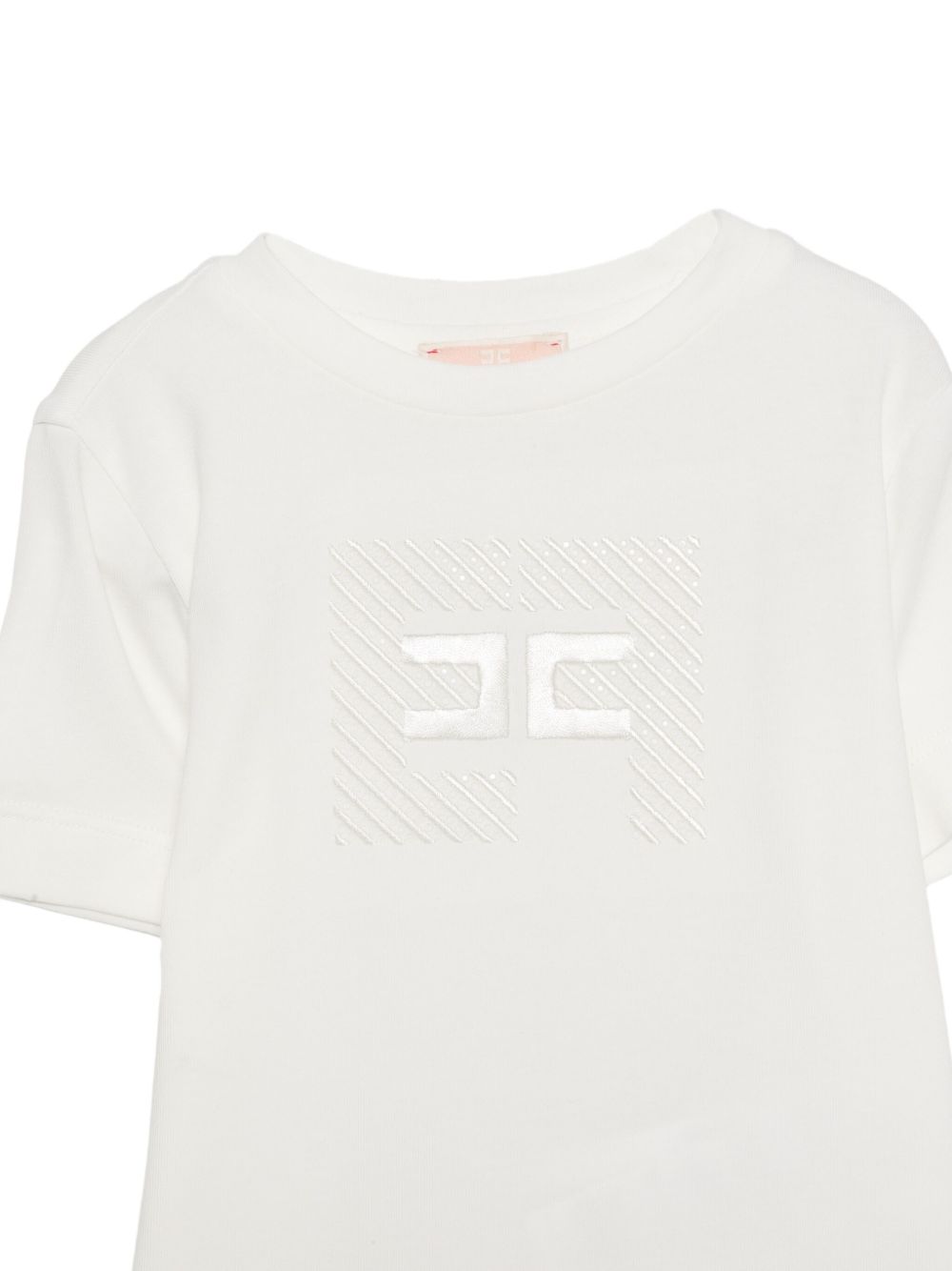 T-shirt per neonata Elisabetta Franchi La Mia Bambina bianco con logo ricamato EGTS0990JE006 0000 ElISABETTA FRANCHI KIDS 