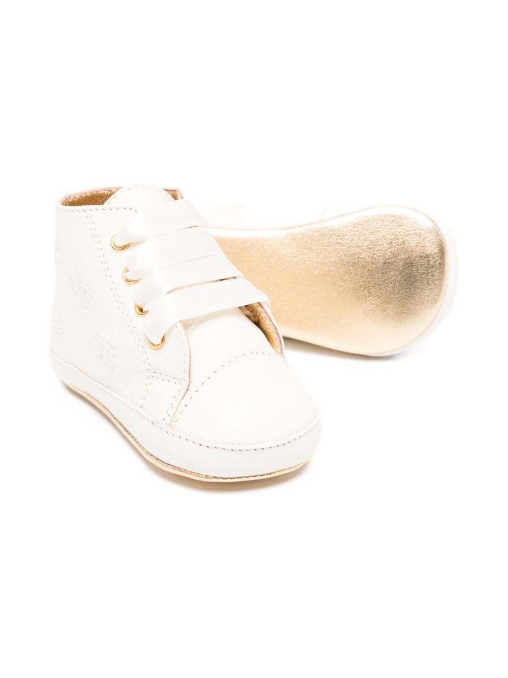 Sneakers per neonata Elisabetta Franchi La Mia Bambina bianche con dettagli color oro F0A9E03191731 138 ElISABETTA FRANCHI KIDS 