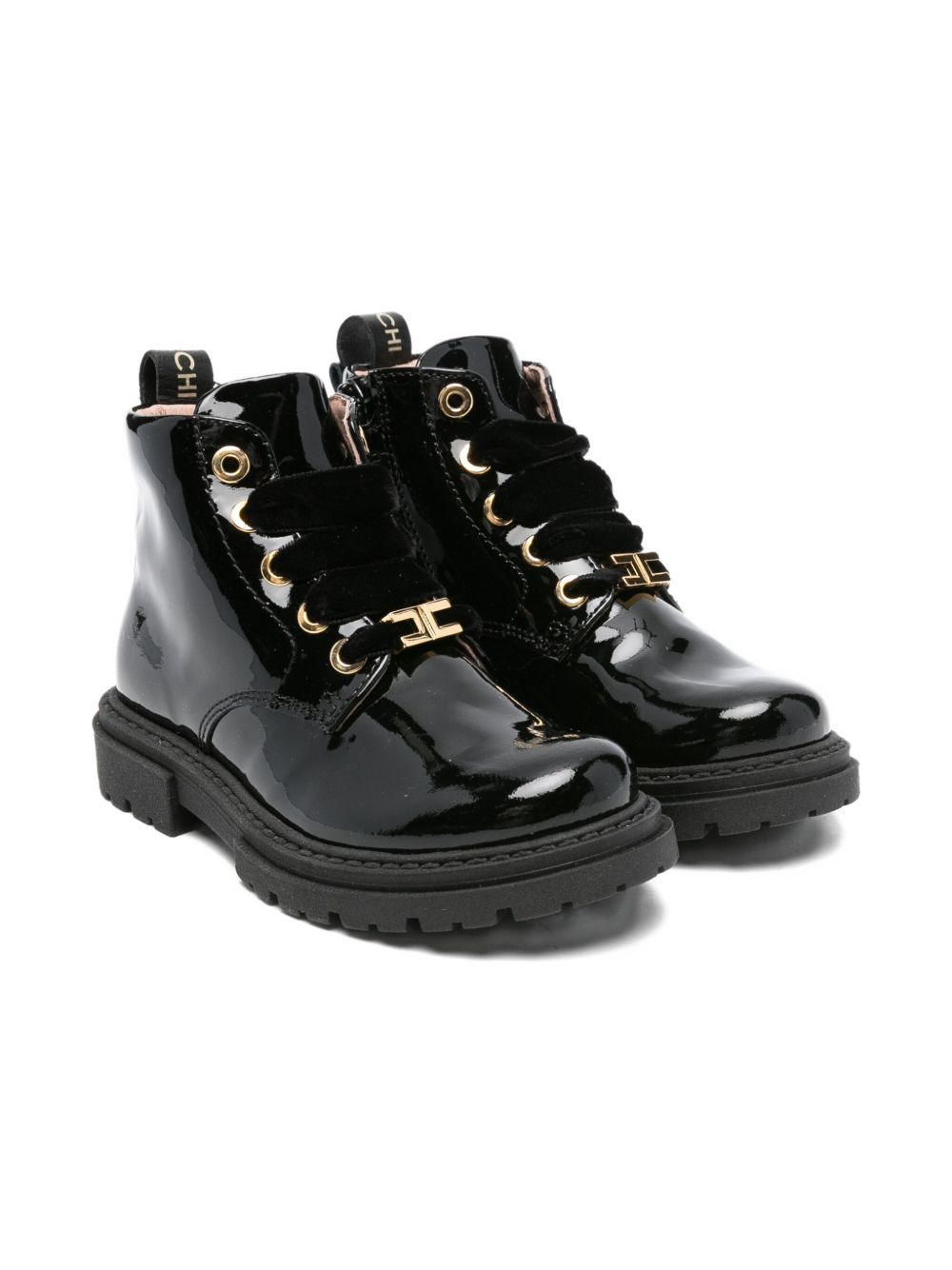 Stivali per bambina Elisabetta Franchi La Mia Bambina neri con dettaglio con logo color oro F1A5E03810286 930 ElISABETTA FRANCHI KIDS 