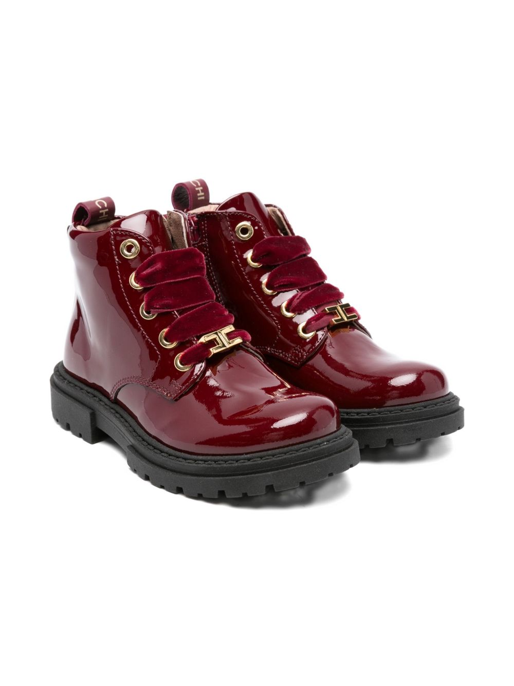 Stivali per bambina Elisabetta Franchi La Mia Bambina rossi con occhielli color oro F1A5E03810286R 006 ElISABETTA FRANCHI KIDS 