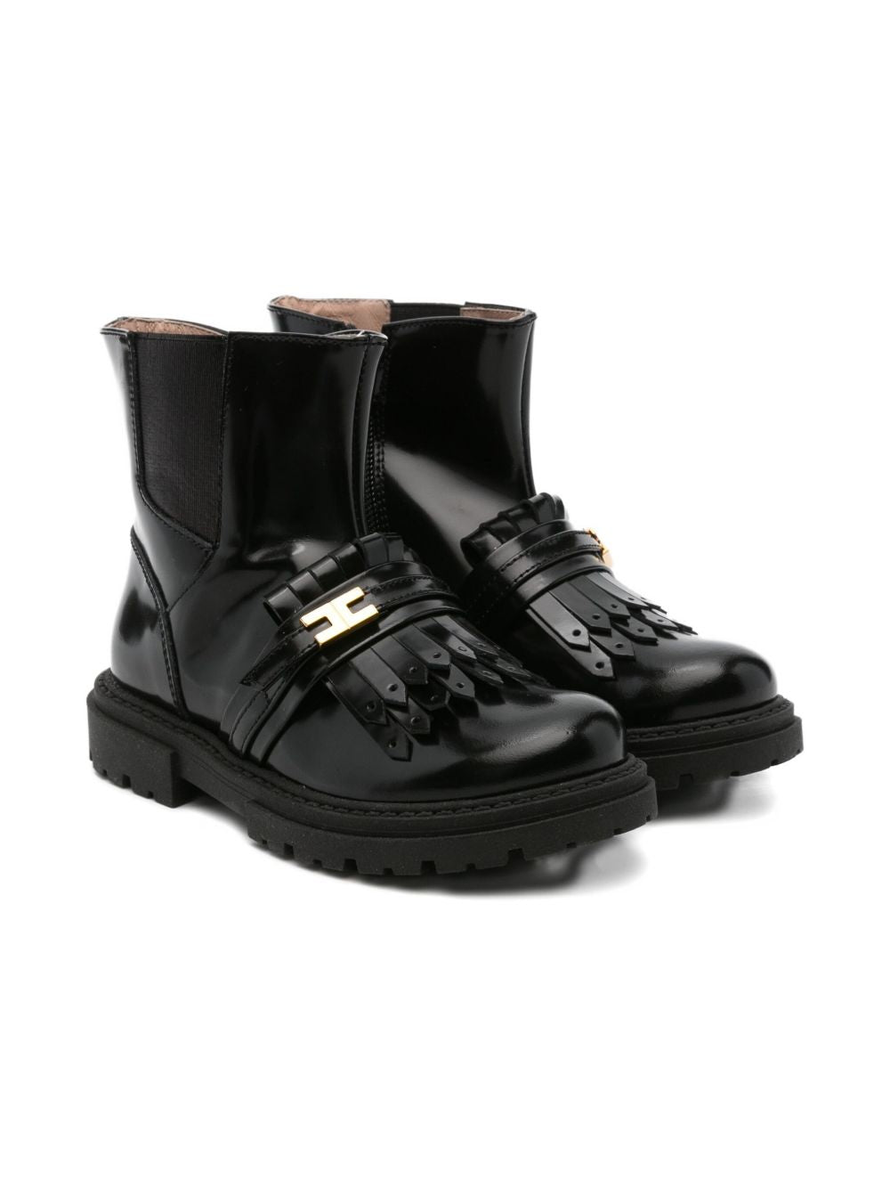 Stivali per bambina Elisabetta Franchi La Mia Bambina nera con dettagli in pelle F1A5E03850406 930 ElISABETTA FRANCHI KIDS 