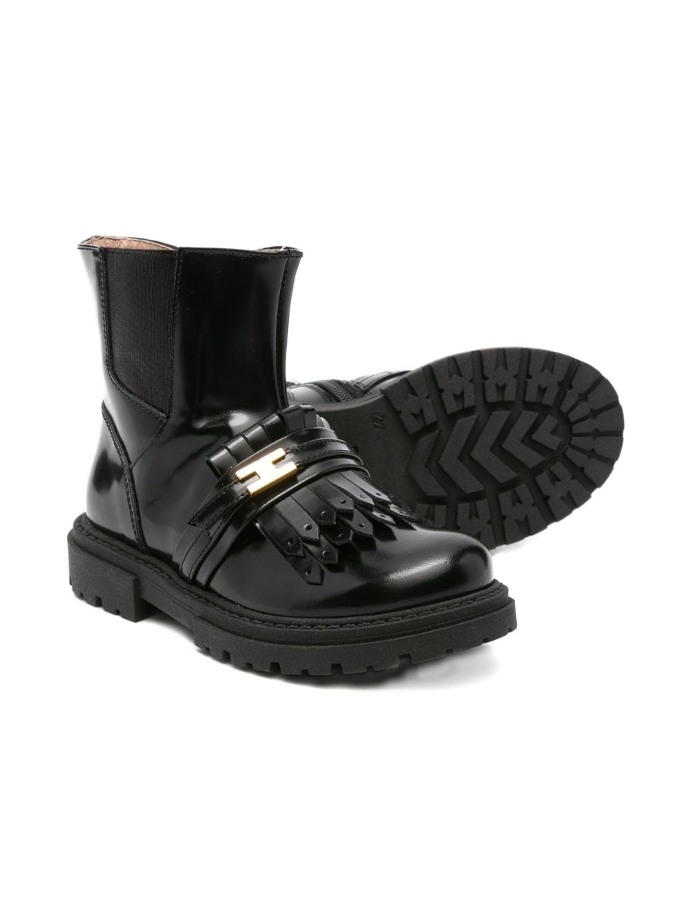 Stivali per bambina Elisabetta Franchi La Mia Bambina nera con dettagli in pelle F1A5E03850406 930 ElISABETTA FRANCHI KIDS 