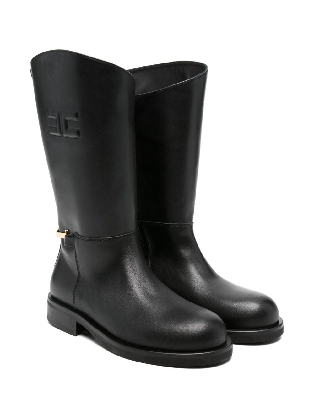 Stivali per bambina Elisabetta Franchi La Mia Bambina neri con logo goffrato F4A6E04491251 930 ElISABETTA FRANCHI KIDS 