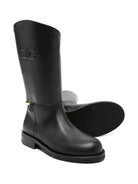 Stivali per bambina Elisabetta Franchi La Mia Bambina neri con logo goffrato F4A6E04491251 930 ElISABETTA FRANCHI KIDS 