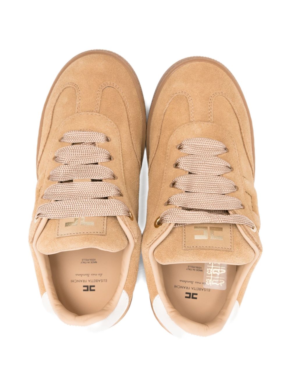 Sneakers per bambina Elisabetta Franchi La Mia Bambina beige con dettaglio logo F4A9E03400071C 007 ElISABETTA FRANCHI KIDS 