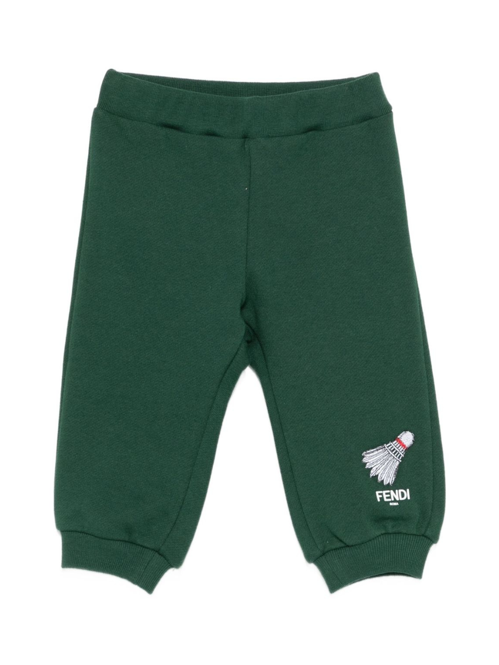 Pantaloni sportivi per neonato Fendi Kids verdi con ricamo volano BMF256 5V0 F0E3J FENDI KIDS 