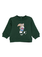 Felpa per neonati Fendi Kids verde con grafica con scoiattoli BMH082 5V0 F0E3J FENDI KIDS 