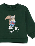 Felpa per neonati Fendi Kids verde con grafica con scoiattoli BMH082 5V0 F0E3J FENDI KIDS 