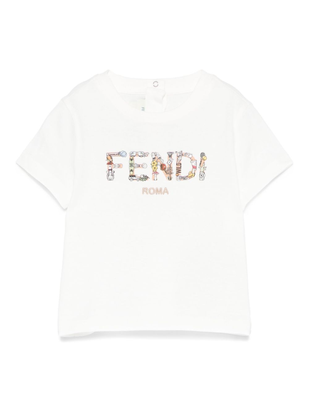 T-shirt per neonata Fendi Kids bianco con logo a fiori BMI267 7AJ F0TU9 FENDI KIDS 