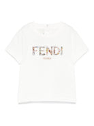 T-shirt per neonata Fendi Kids bianco con logo a fiori BMI267 7AJ F0TU9 FENDI KIDS 