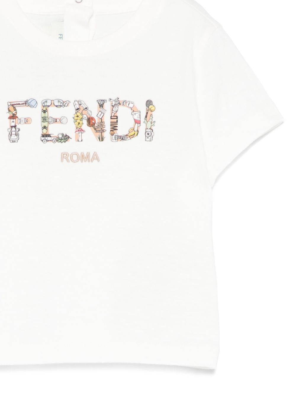 T-shirt per neonata Fendi Kids bianco con logo a fiori BMI267 7AJ F0TU9 FENDI KIDS 