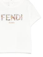 T-shirt per neonata Fendi Kids bianco con logo a fiori BMI267 7AJ F0TU9 FENDI KIDS 