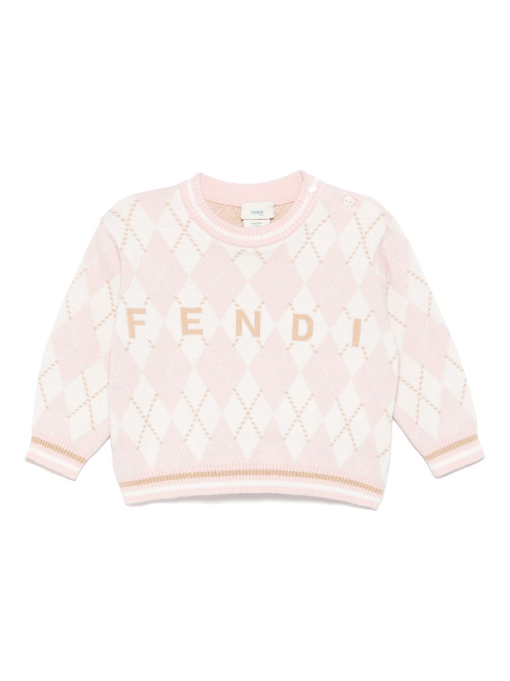 Maglione per neonata Fendi Kids rosa con ricamo BUG198 AUKS F0ZKY FENDI KIDS 