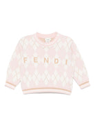 Maglione per neonata Fendi Kids rosa con ricamo BUG198 AUKS F0ZKY FENDI KIDS 