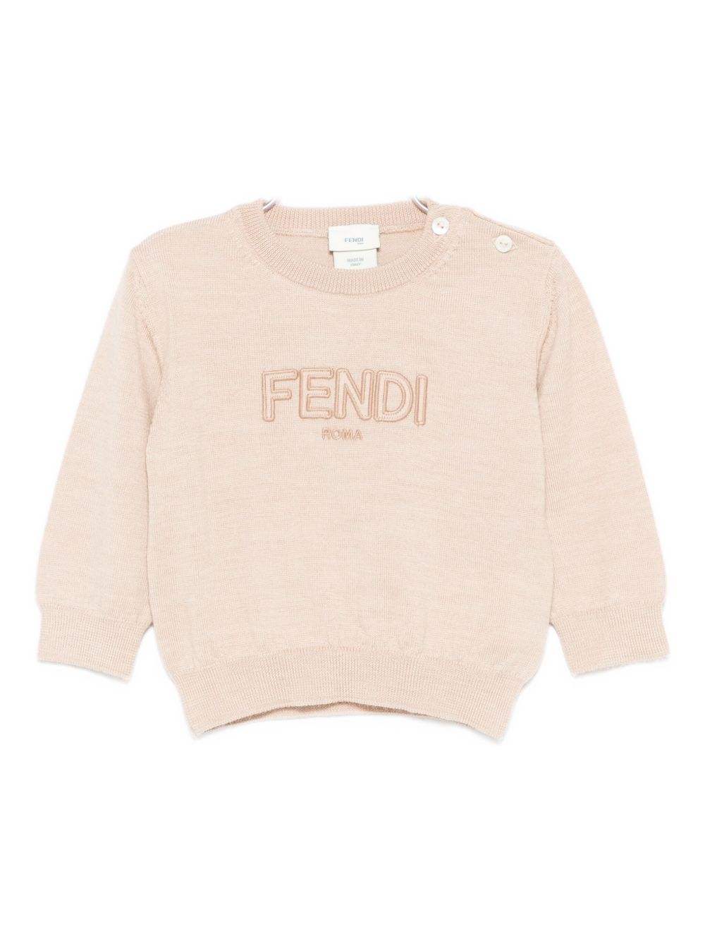 Maglione per neonato Fendi Kids beige con logo ricamato BUG203 AS5P F1P2N FENDI KIDS 