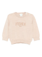 Maglione per neonato Fendi Kids beige con logo ricamato BUG203 AS5P F1P2N FENDI KIDS 