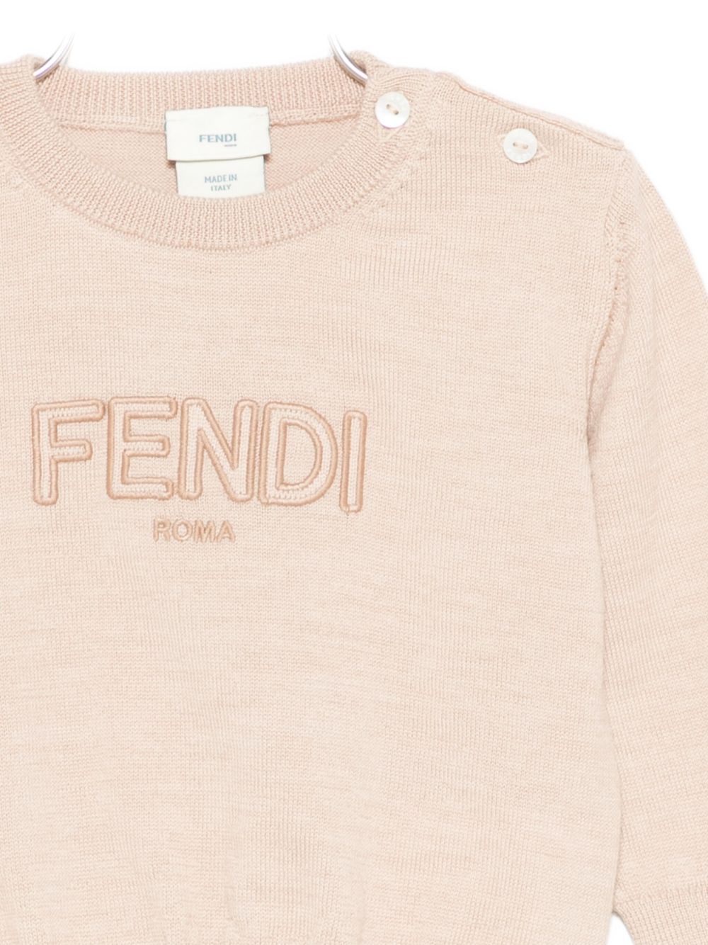 Maglione per neonato Fendi Kids beige con logo ricamato BUG203 AS5P F1P2N FENDI KIDS 