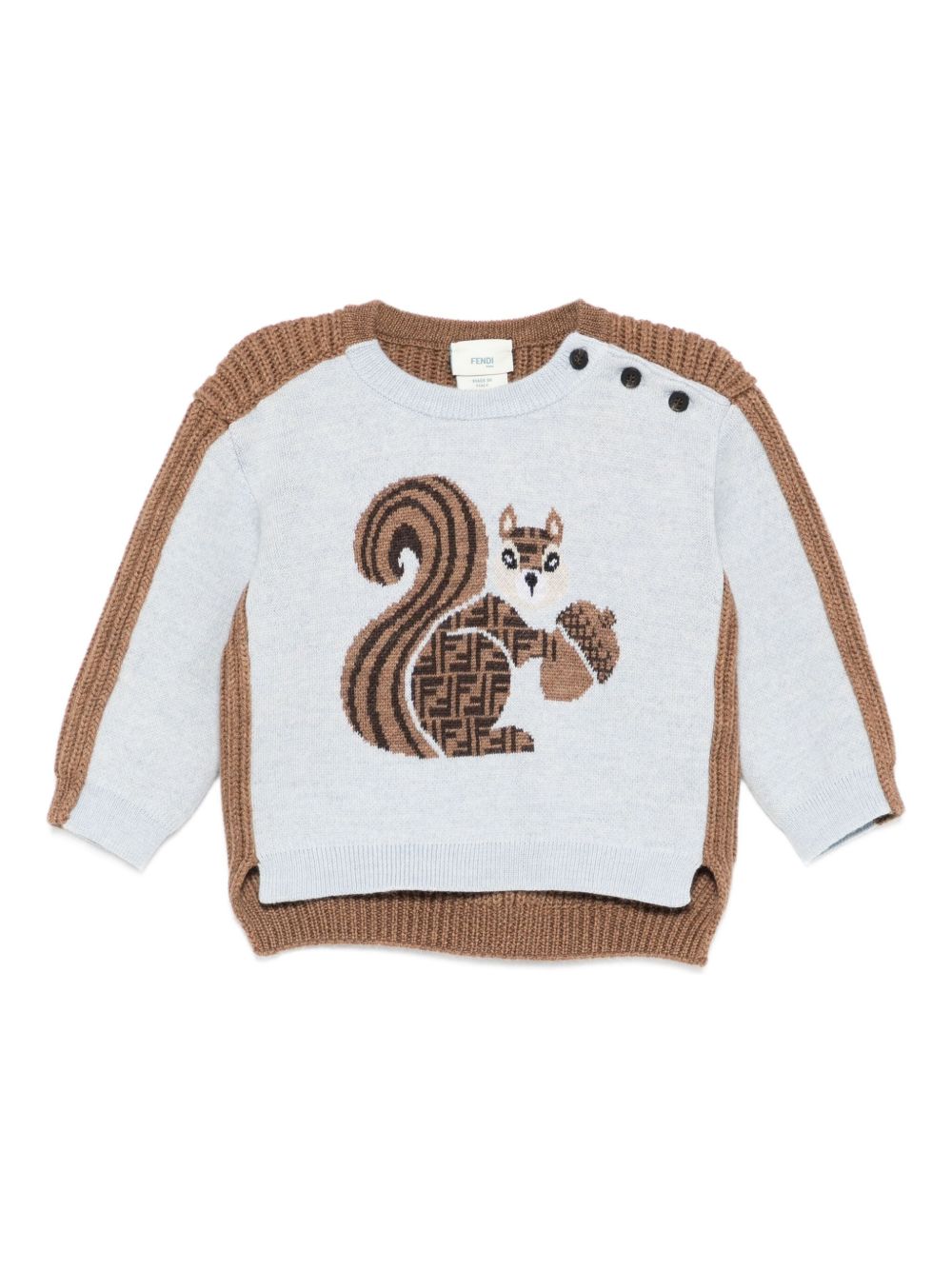 Maglione per neonato Fendi Kids marrone con ricamo scoiattolo BUG205 AYMK F1TKE FENDI KIDS 
