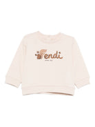 Felpe per neonati Fendi Kids beige con stampa grafica scoiattolo BUH091 5V0 F1P2N FENDI KIDS 