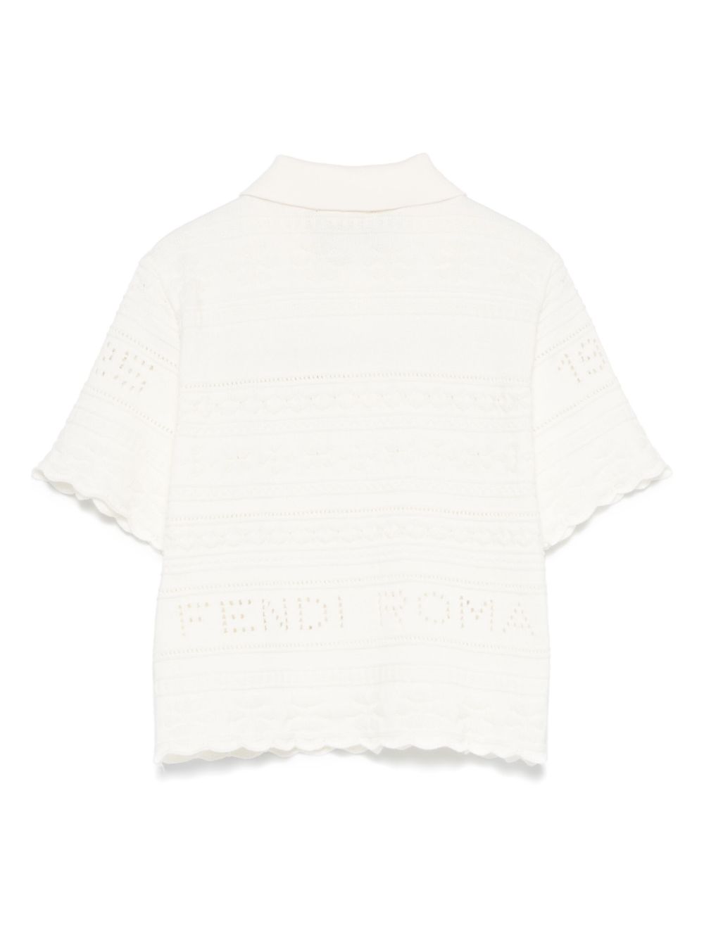 Polo per bambina Fendi Kids beige chiaro con design traforato JFG219 AUKM F0TU9 FENDI KIDS 
