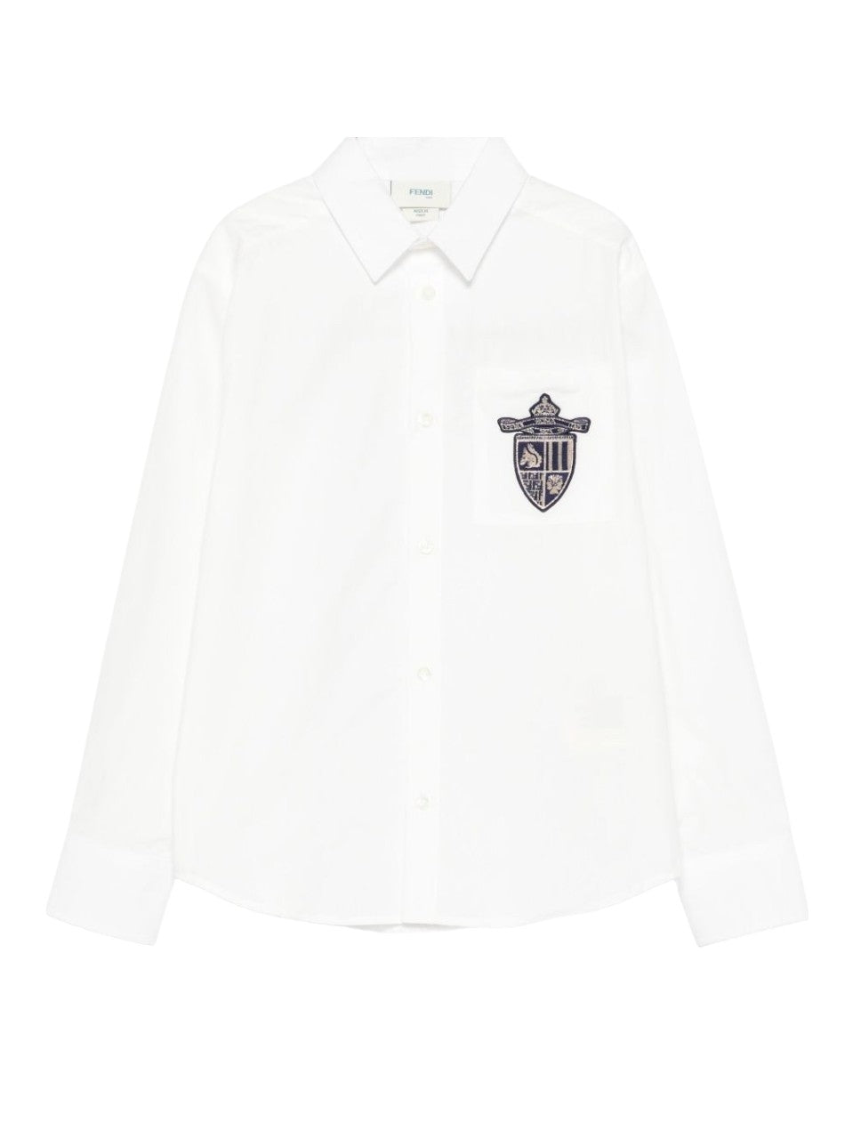 Camicia per bambino Fendi Kids bianca con scudo ricamato JMC200 A31W F0TU9 FENDI KIDS 