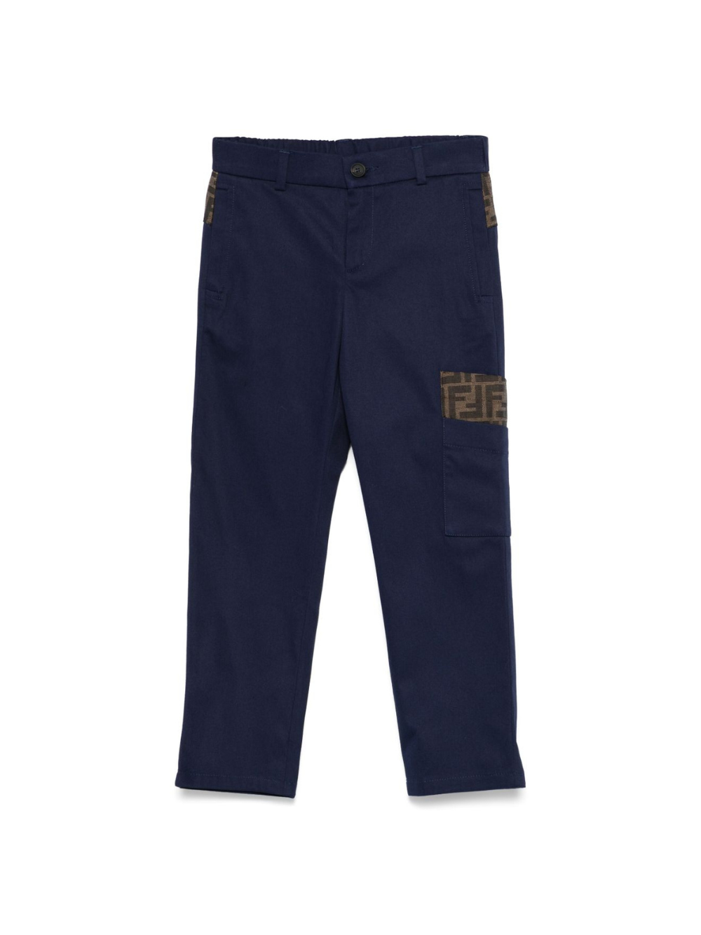 Pantaloni FF jacquard per bambino Fendi Kids blu con chiusura con zip nascosta e bottone JMF545 AS5Y F1I11 FENDI KIDS 