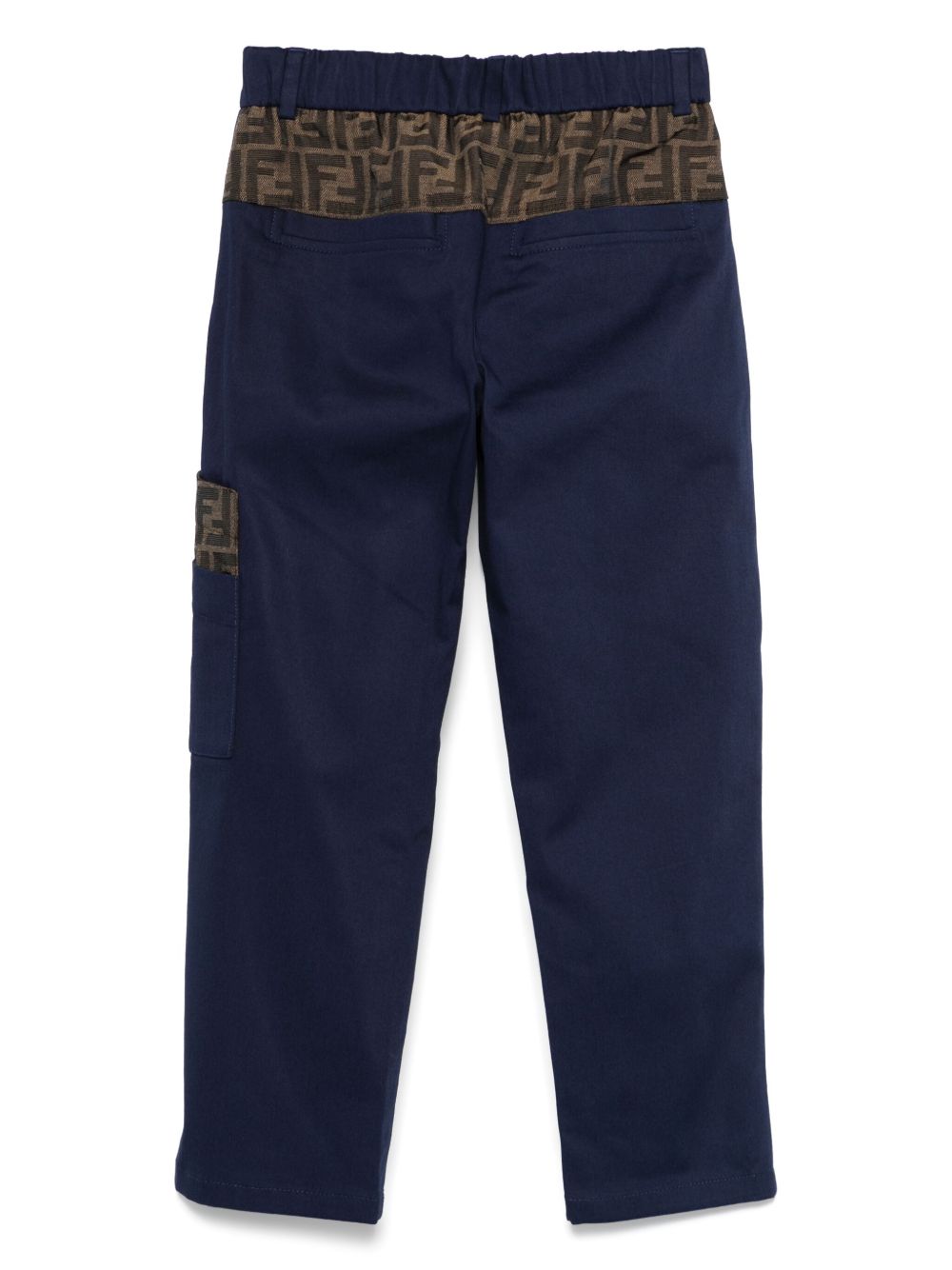 Pantaloni FF jacquard per bambino Fendi Kids blu con chiusura con zip nascosta e bottone JMF545 AS5Y F1I11 FENDI KIDS 
