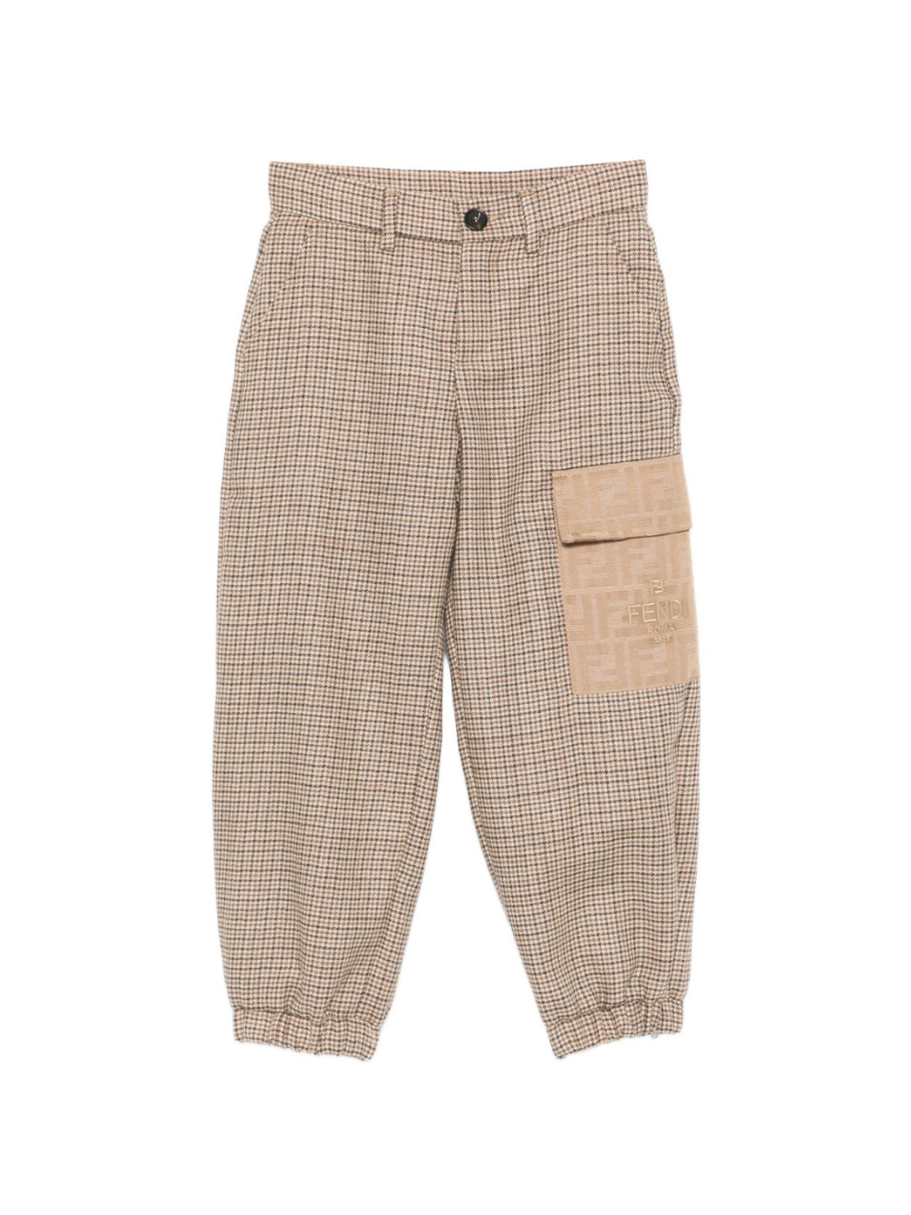Pantaloni per bambino Fendi Kids beige con motivo a quadri JMF556 AYMB F0QU5 FENDI KIDS 