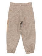 Pantaloni per bambino Fendi Kids beige con motivo a quadri JMF556 AYMB F0QU5 FENDI KIDS 