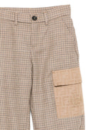 Pantaloni per bambino Fendi Kids beige con motivo a quadri JMF556 AYMB F0QU5 FENDI KIDS 