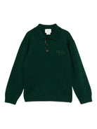 Maglione per bambino Fendi Kids verde con logo ricamato JMG128 AUKU F0E3J FENDI KIDS 