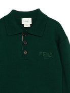 Maglione per bambino Fendi Kids verde con logo ricamato JMG128 AUKU F0E3J FENDI KIDS 