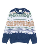 Maglione per bambino Fendi Kids blu con motivo Fair Isle JMG135 AYMS F1I11 FENDI KIDS 