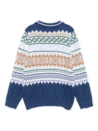Maglione per bambino Fendi Kids blu con motivo Fair Isle JMG135 AYMS F1I11 FENDI KIDS 