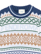 Maglione per bambino Fendi Kids blu con motivo Fair Isle JMG135 AYMS F1I11 FENDI KIDS 