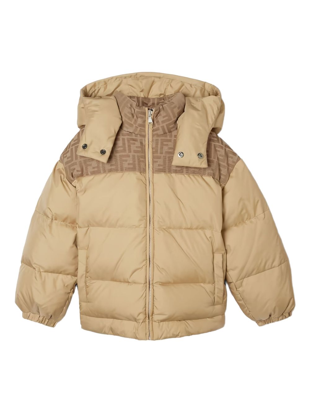 Giubbino per bambino Fendi Kids beige con logo FF sulle spalle JUA257 AS56 F0QU5 FENDI KIDS 