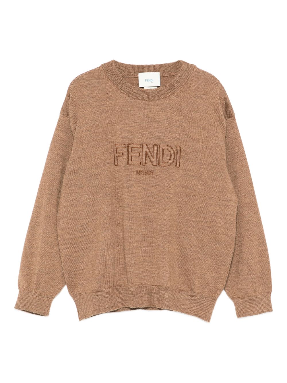 Maglione per bambini Fendi Kids marrone con logo ricamato JUG184 AS5P F0QU5 FENDI KIDS 