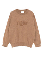 Maglione per bambini Fendi Kids marrone con logo ricamato JUG184 AS5P F0QU5 FENDI KIDS 