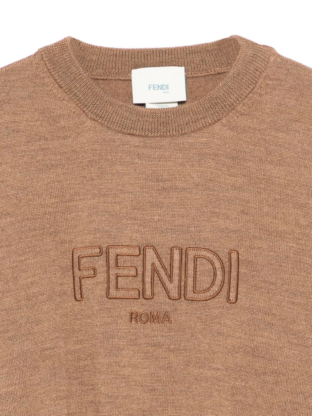Maglione per bambini Fendi Kids marrone con logo ricamato JUG184 AS5P F0QU5 FENDI KIDS 