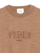Maglione per bambini Fendi Kids marrone con logo ricamato JUG184 AS5P F0QU5 FENDI KIDS 