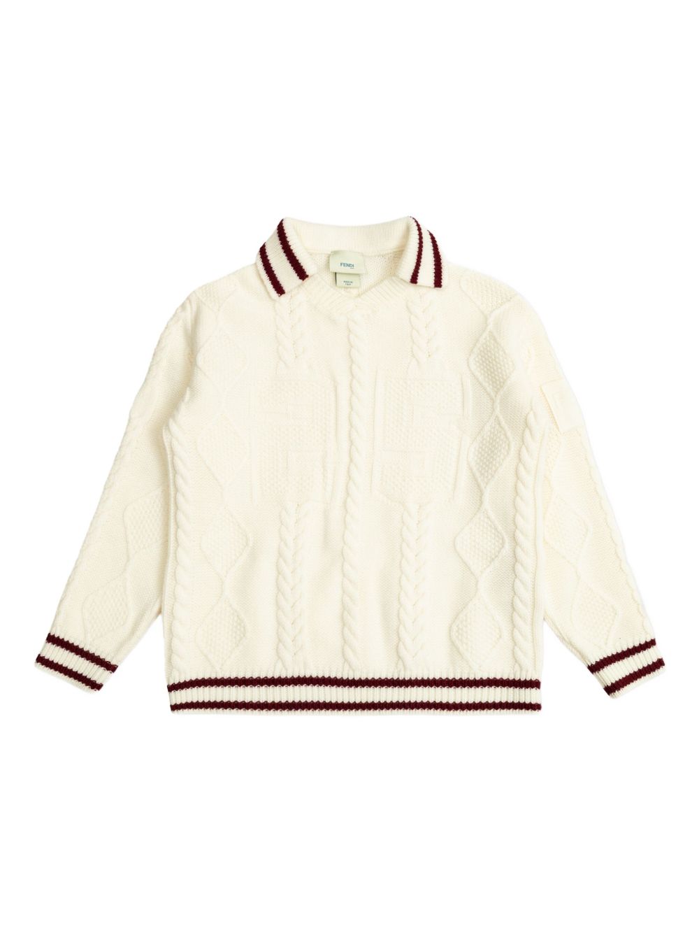 Maglione per bambino Fendi Kids bianco in maglia a trecce JUG190 AUL2 F0TU9 FENDI KIDS 