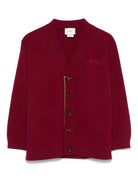 Cardigan per bambino Fendi Kids rosso scuro con chiusura frontale con bottoni JUG191 AUKU F1SAY FENDI KIDS 