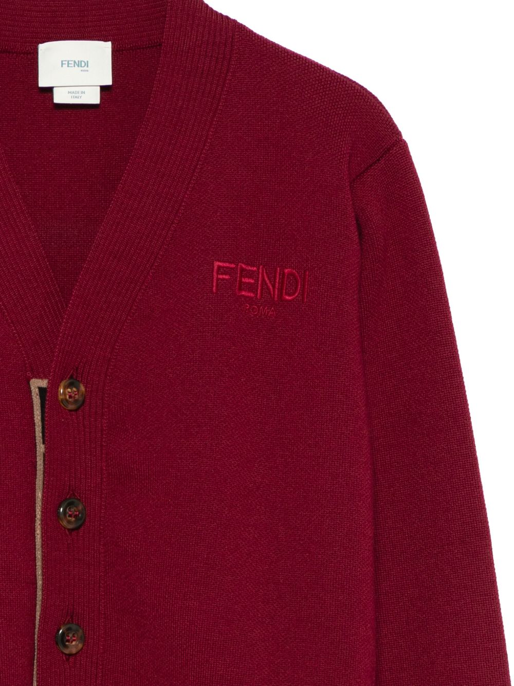 Cardigan per bambino Fendi Kids rosso scuro con chiusura frontale con bottoni JUG191 AUKU F1SAY FENDI KIDS 