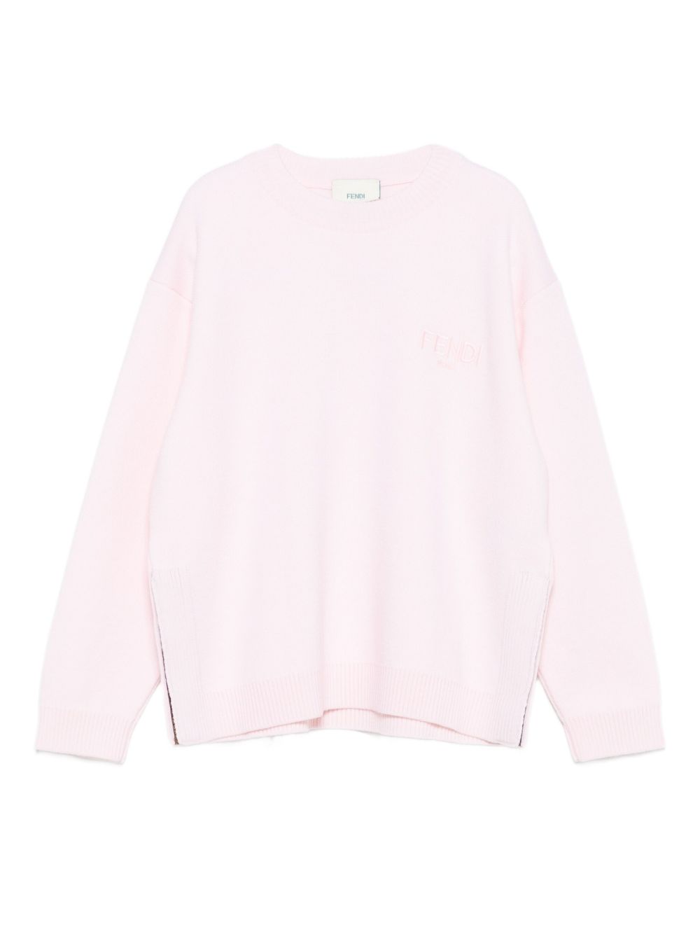 Maglione per bambina Fendi Kids rosa in lana con logo JUG192 AUKU F0ZKY FENDI KIDS 