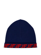 Berretto per bambino Fendi Kids blu con logo JUP063 AO29 F08B9 FENDI KIDS 