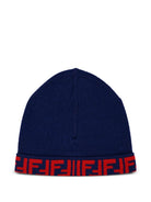 Berretto per bambino Fendi Kids blu con logo JUP063 AO29 F08B9 FENDI KIDS 