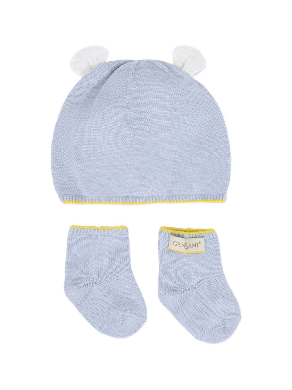 Berretto e calzini per neonati Gensami Kids azzurro con bordo a contrasto (2 pezzi) SET-ALP-WE SKY BLUE GENSAMI KIDS 
