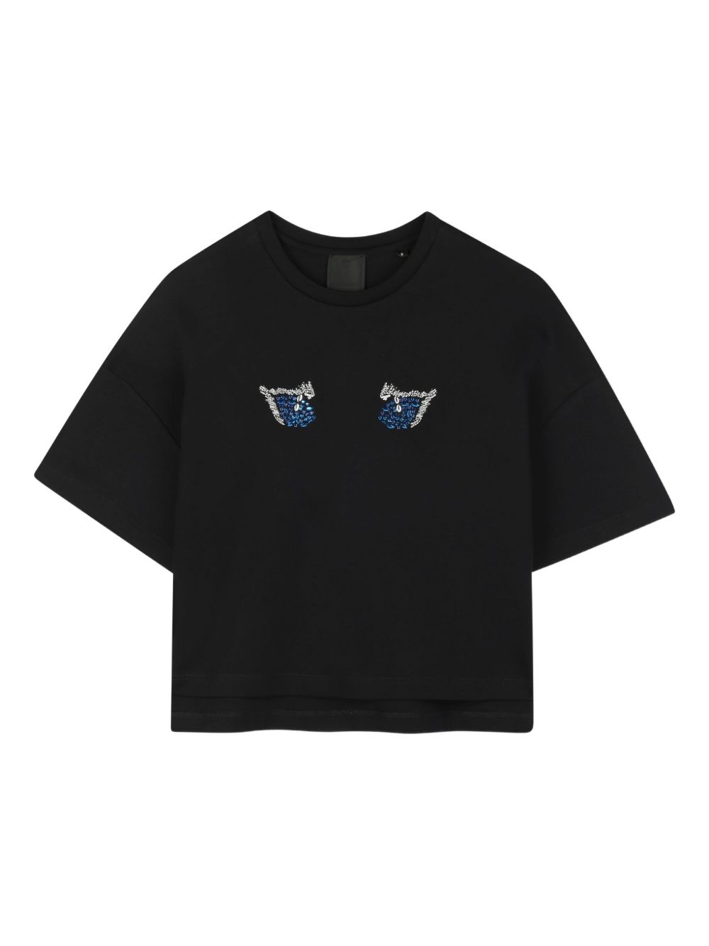 T-shirt per bambina Givenchy Kids nera con decorazione a perline H31015 09B GIVENCHY KIDS 