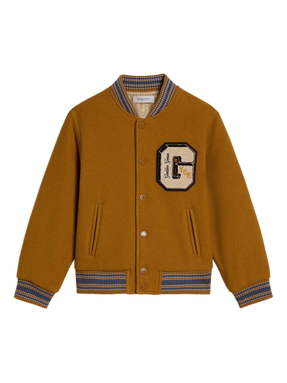 Giubbino per bambino Golden Goose Kids marrone con applicazione con logo GKP02479P002213 55215 GOLDEN GOOSE KIDS 
